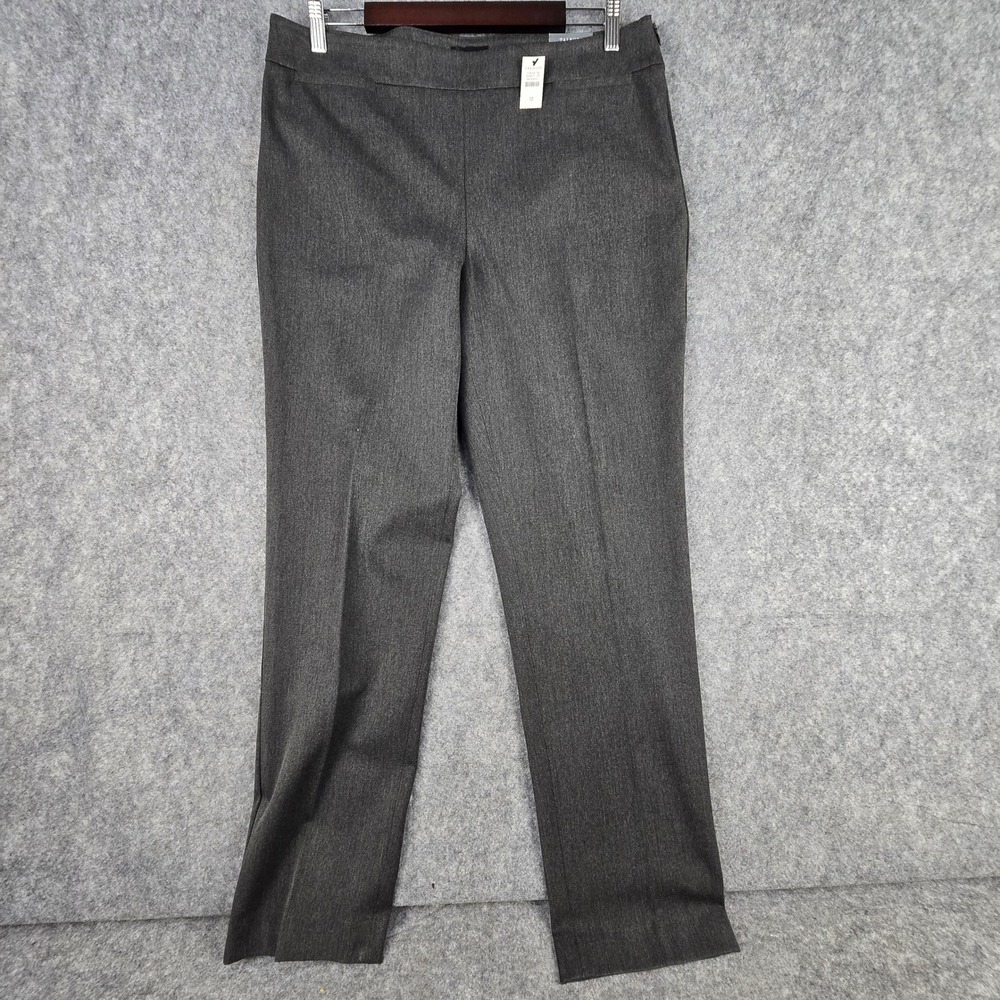 Talbots Refined Bi-Stretch Pant Womens 12 Gray Straight High Waist Full Length